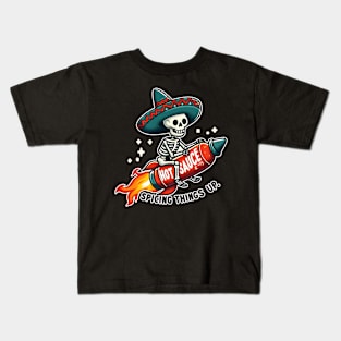 Skeleton on hot sauce rocket Kids T-Shirt